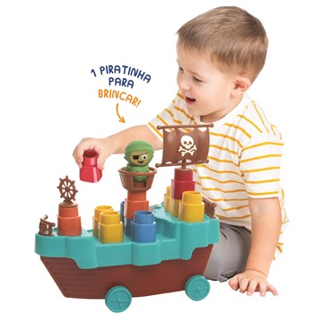 Brinquedo Fofo Blocos Barco Pirata – 13 pçs - Elka